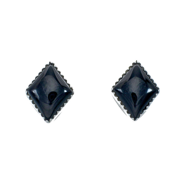 Navajo Onyx Sterling Silver Post Earrings X10103